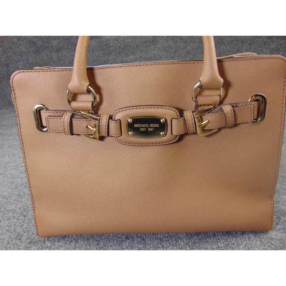 Michael Kors Hamilton Satchel Tan Brown‎ Saffiano 38H7YHMS3L Handbag